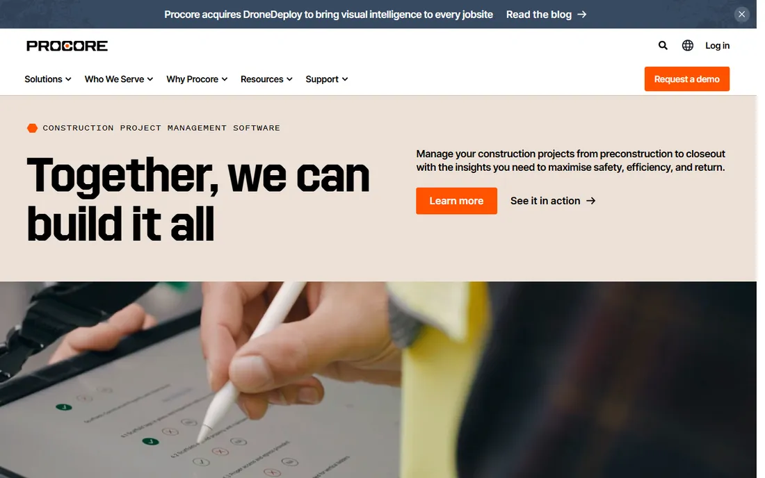 Procore homepage
