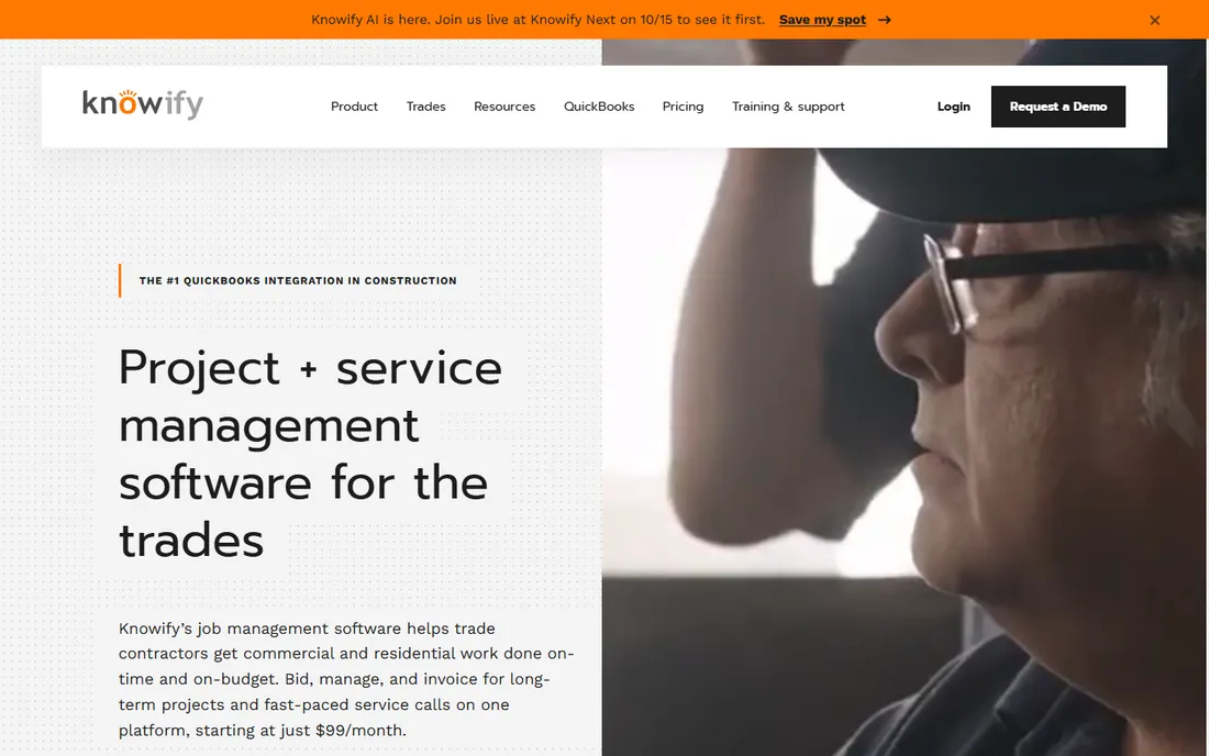 Knowify homepage