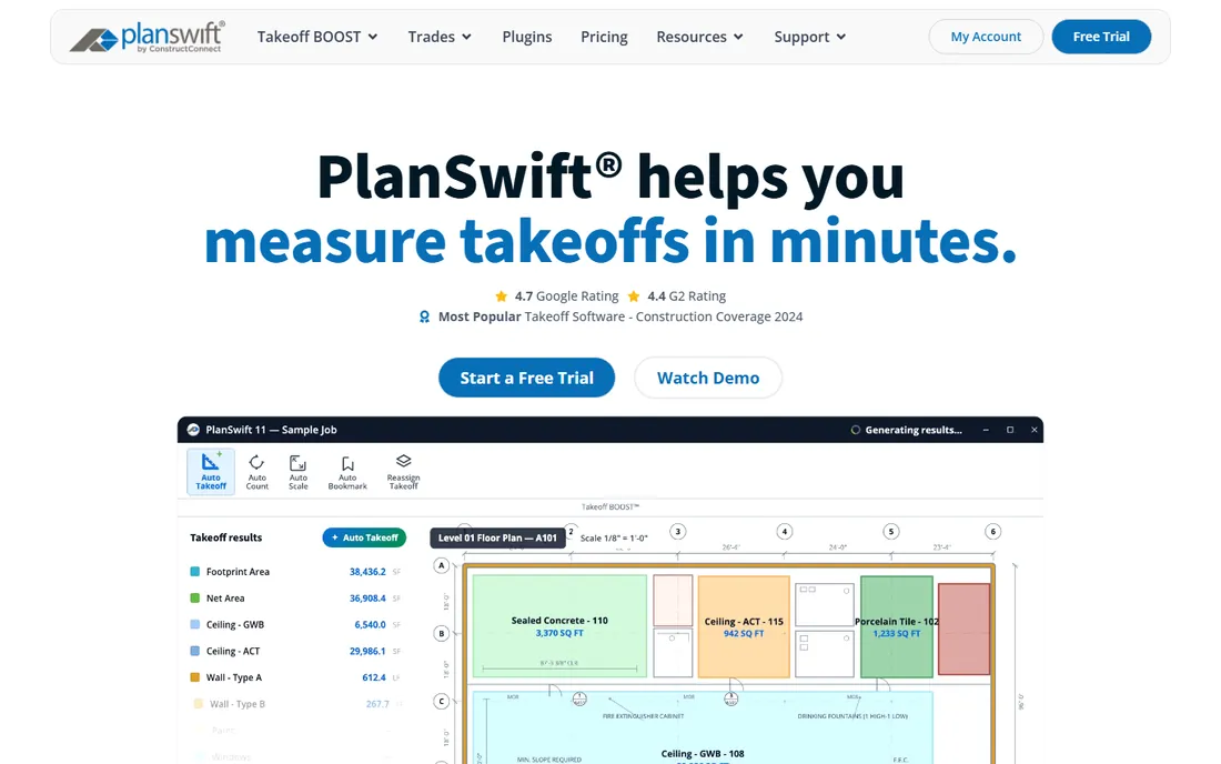 PlanSwift homepage