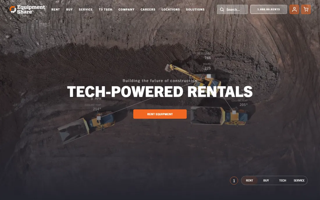 EquipmentShare T3 homepage