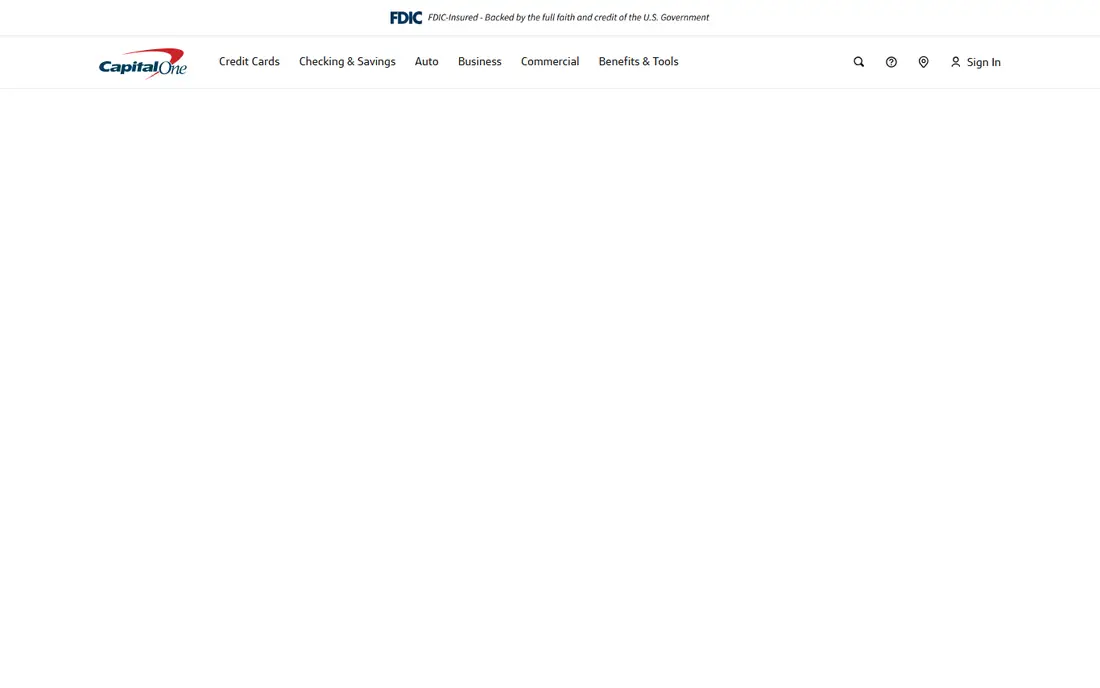 Capital One homepage