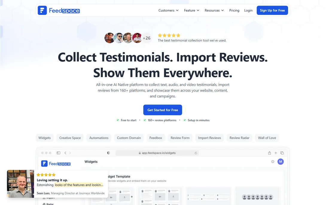 Feedspace homepage