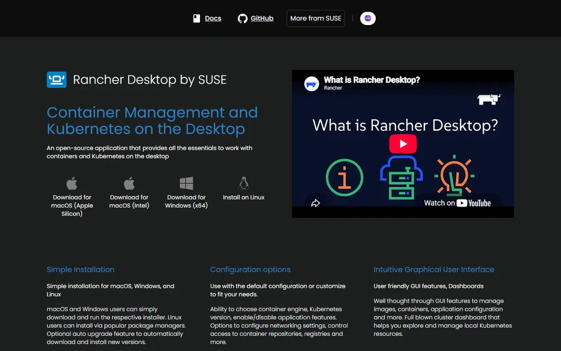 Rancher Desktop homepage
