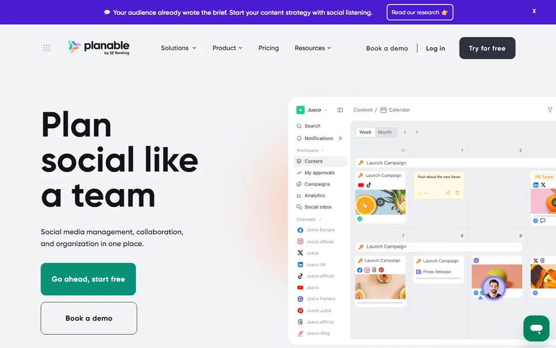 Planable homepage