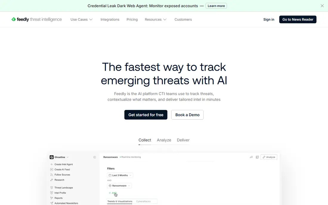 Feedly homepage