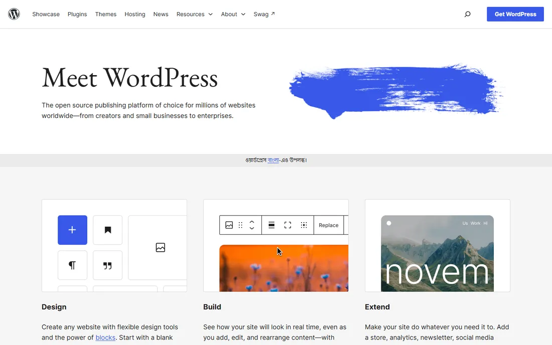 WordPress homepage