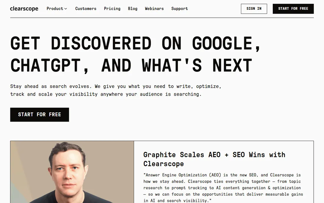Clearscope homepage