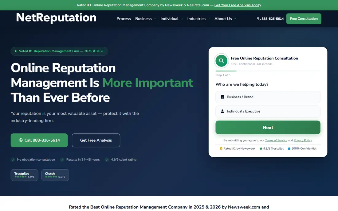 NetReputation homepage