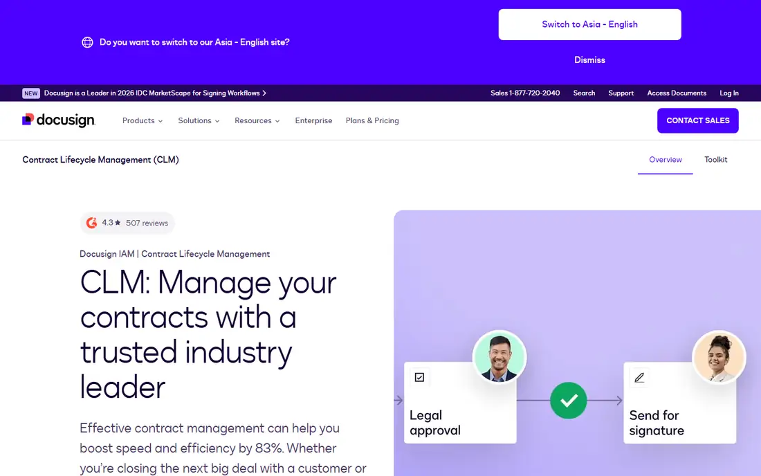 Docusign CLM homepage