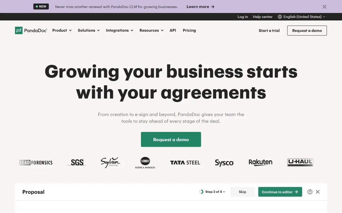 PandaDoc homepage