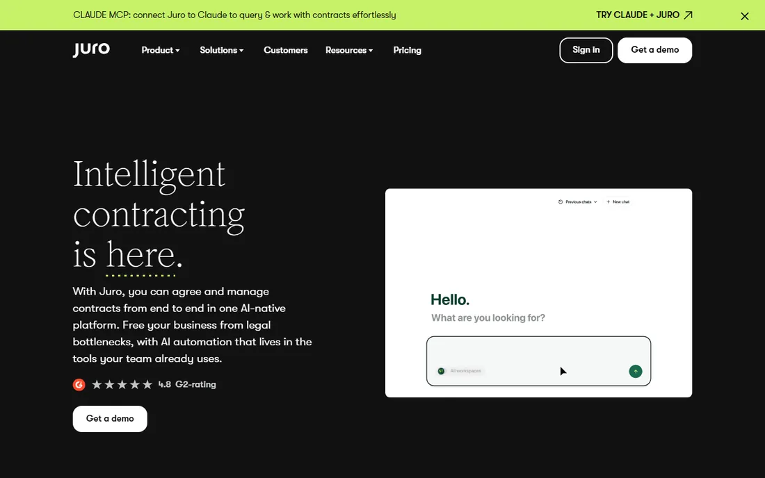 Juro homepage