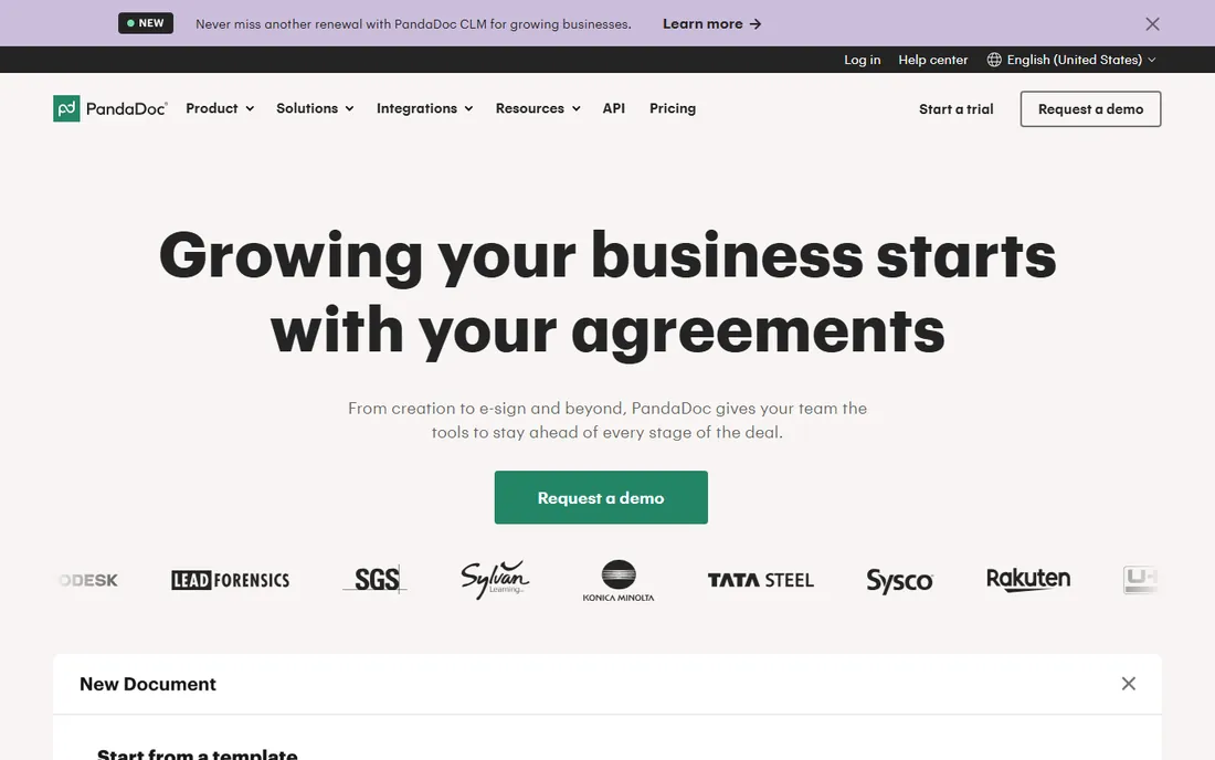 PandaDoc homepage