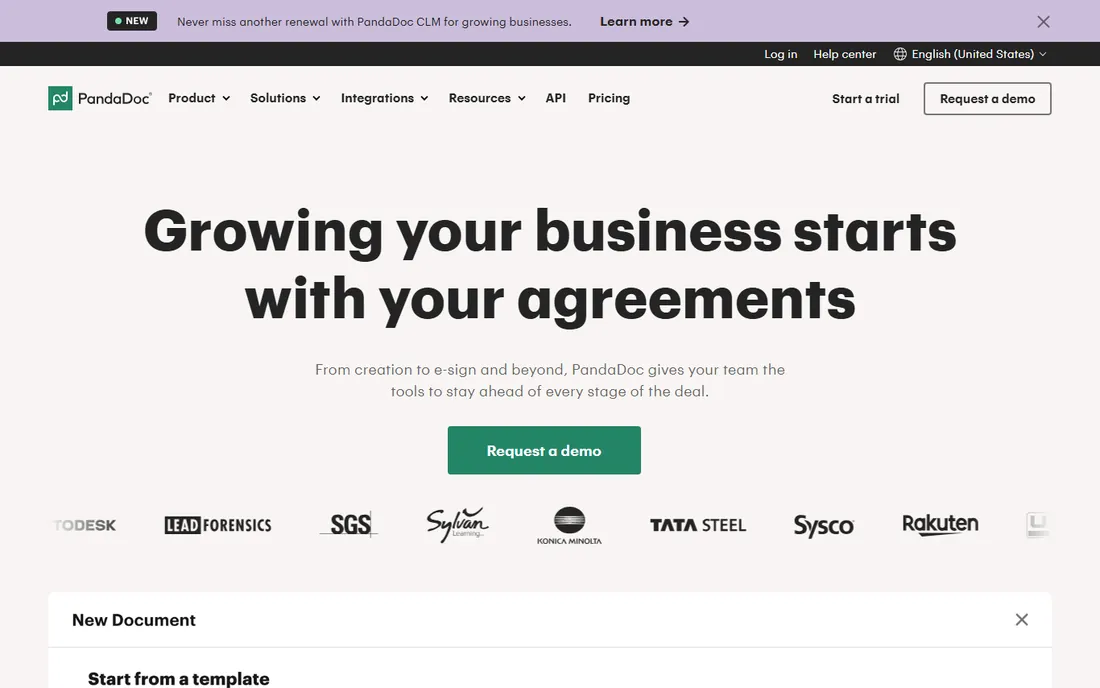 PandaDoc homepage