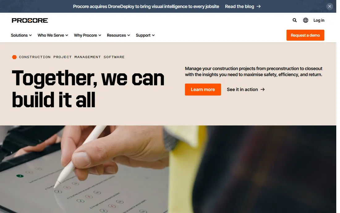 Procore homepage