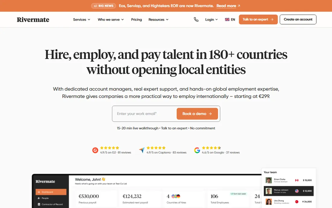 Rivermate homepage
