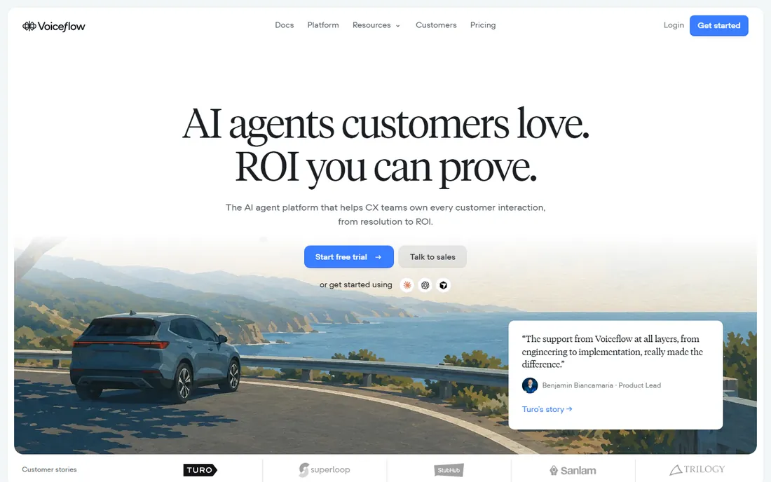 Voiceflow homepage