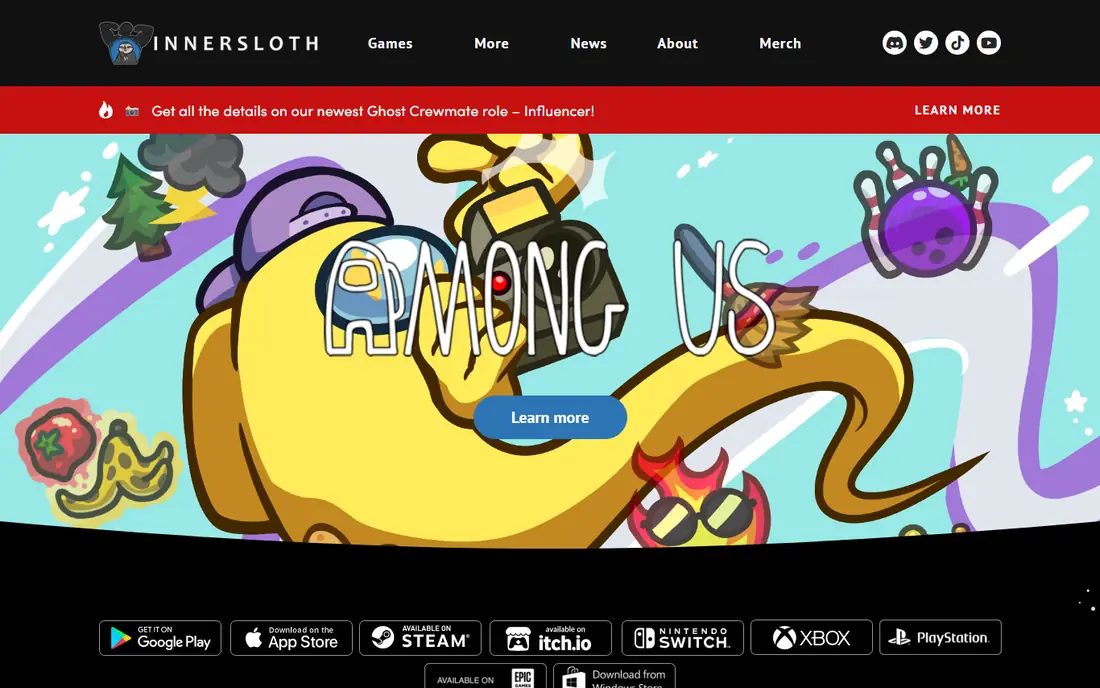 Among Us homepage