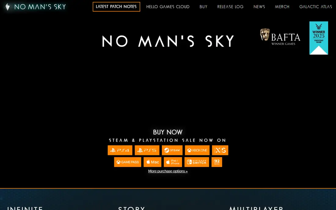 No Man's Sky homepage