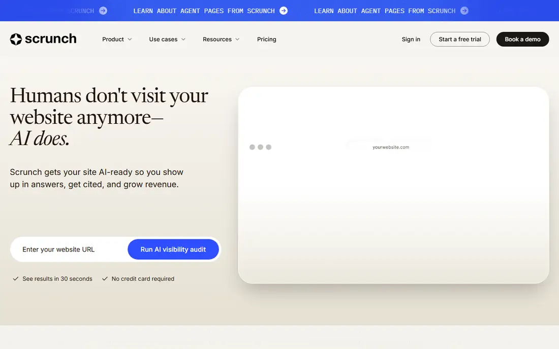 Scrunch AI homepage
