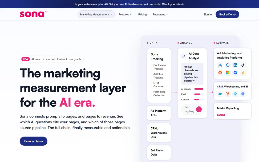 Sona AI Visibility homepage