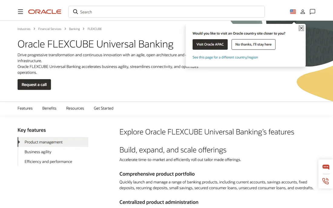 Oracle FLEXCUBE homepage