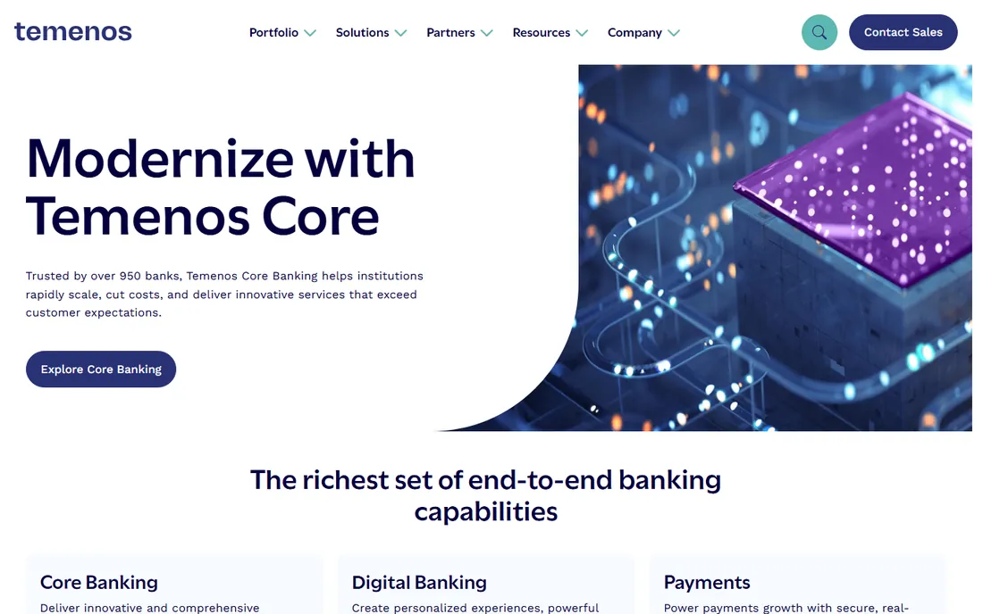 Temenos homepage