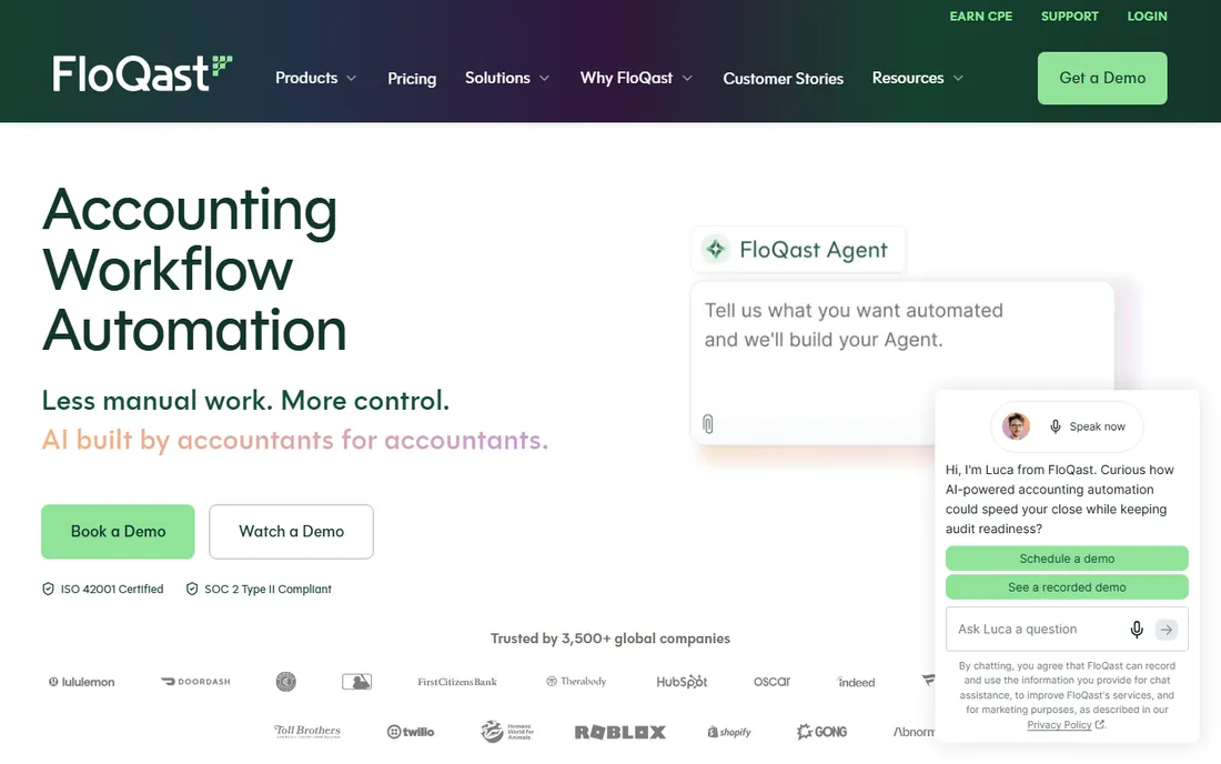 FloQast homepage