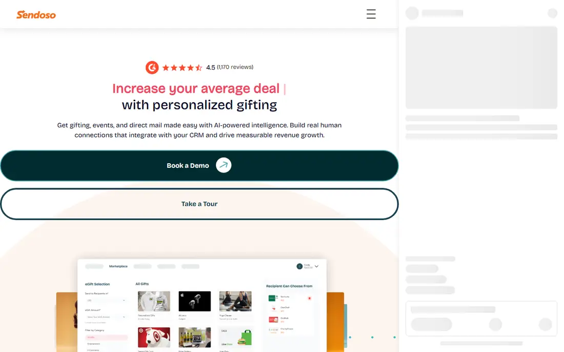 Sendoso homepage