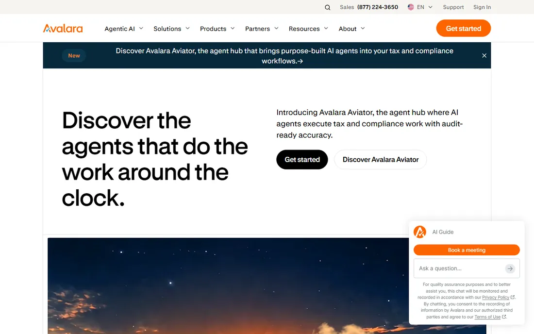Avalara homepage