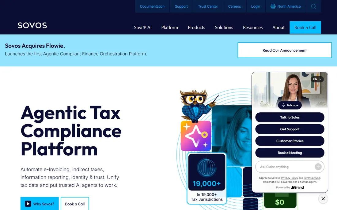Sovos homepage
