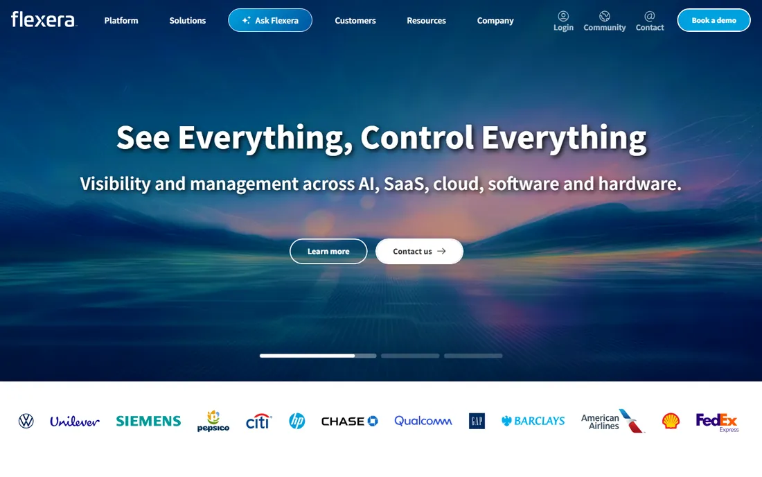 Flexera One homepage