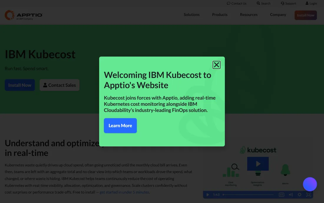 Kubecost homepage