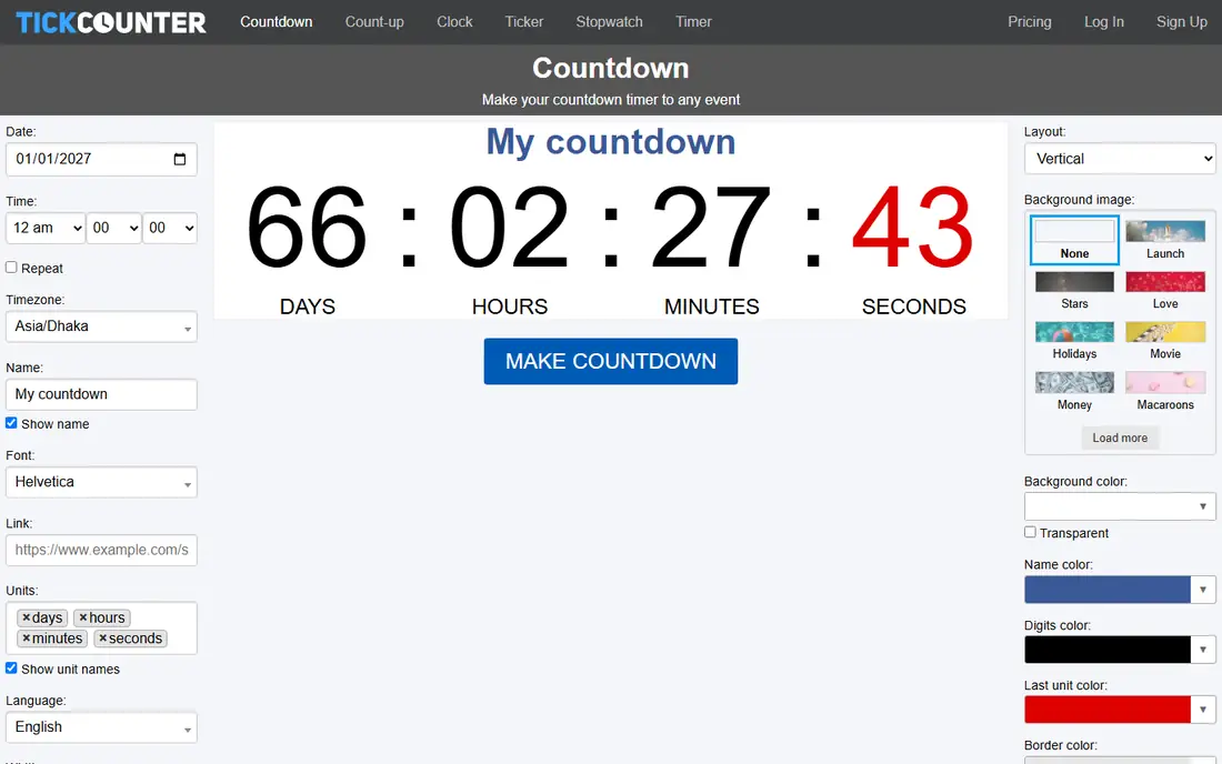 TickCounter homepage