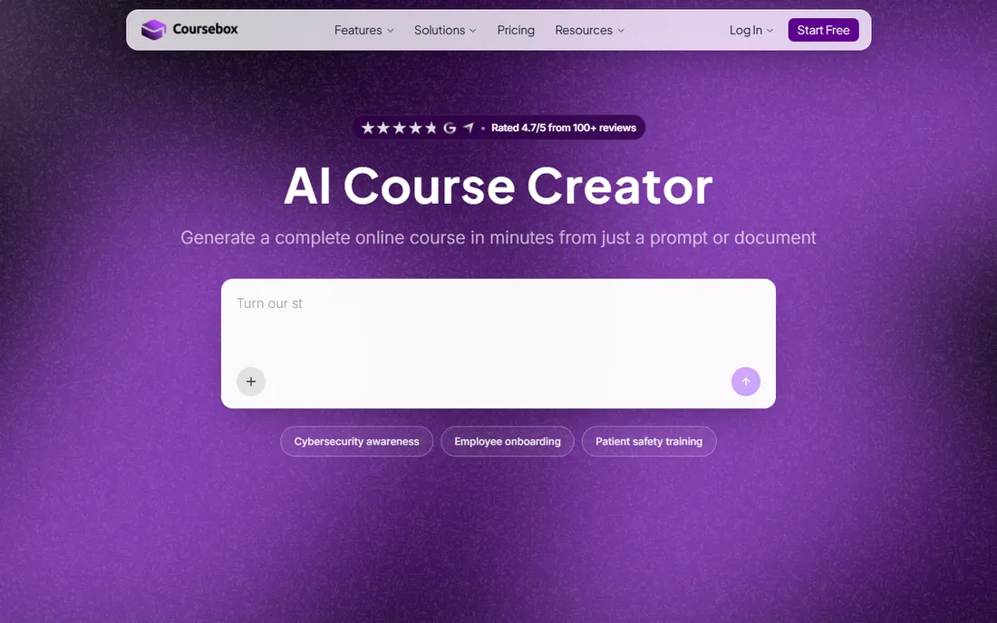 Coursebox homepage