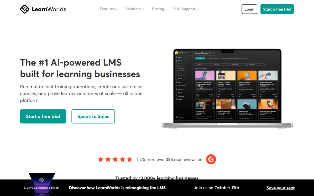 LearnWorlds homepage
