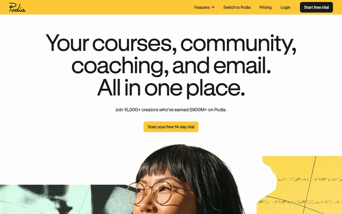 Podia homepage