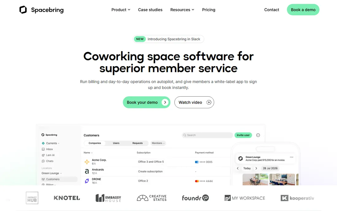 Spacebring homepage
