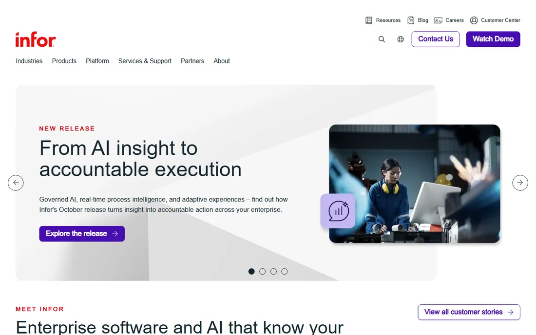 Infor CPQ homepage