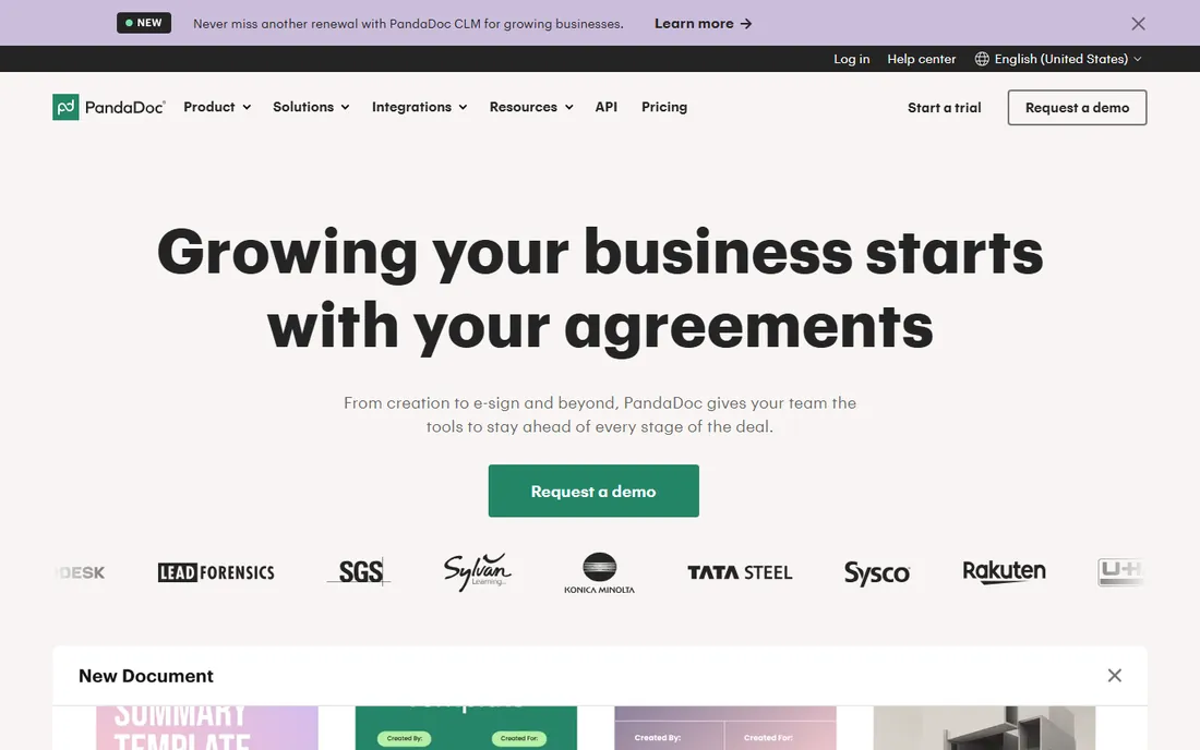 PandaDoc homepage