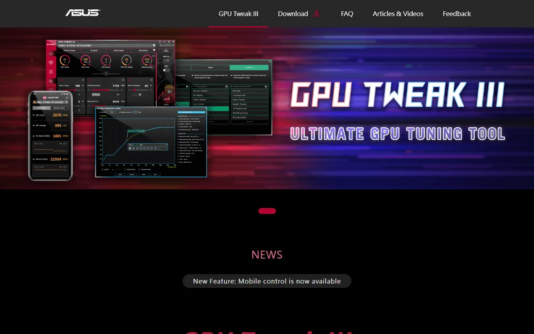 ASUS GPU Tweak III homepage