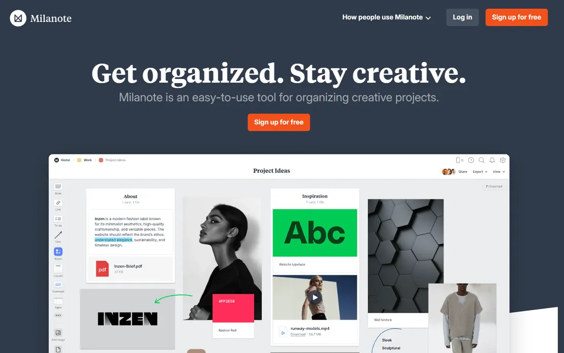 Milanote homepage