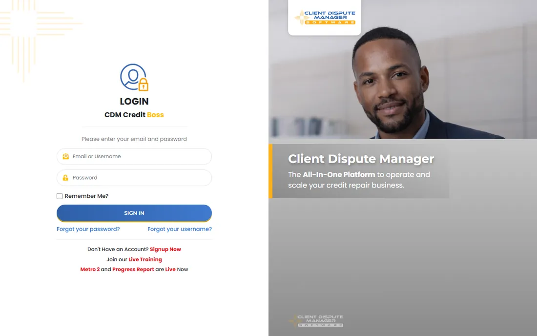 Client Dispute Manager homepage