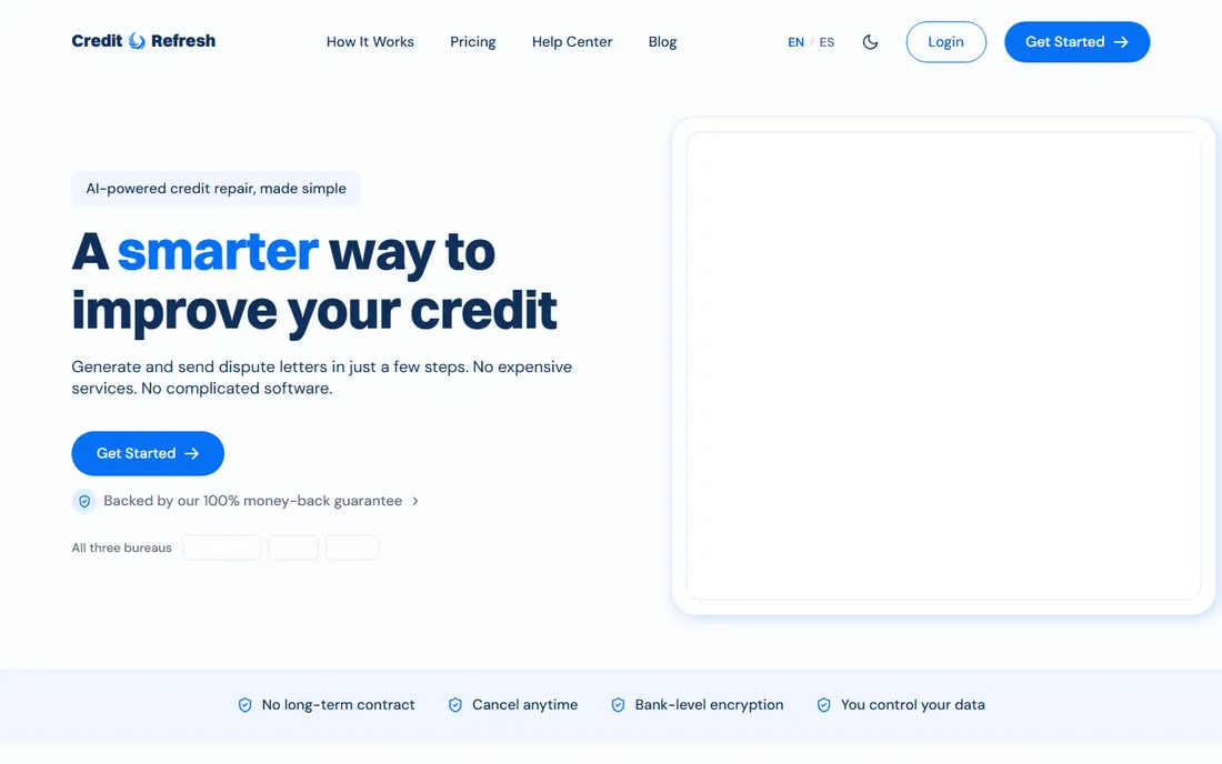 CreditRefresh homepage