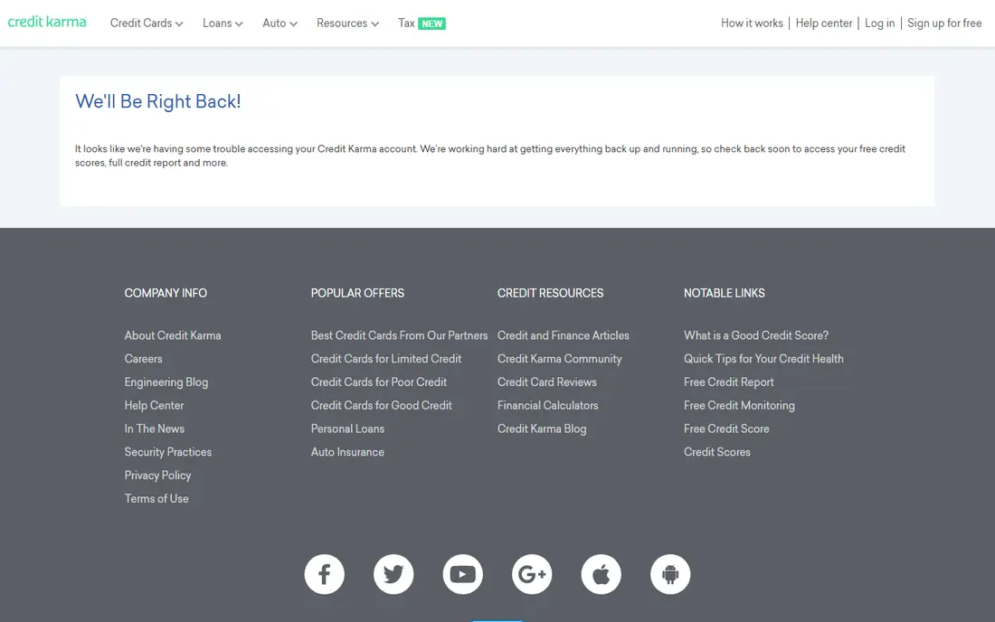 Credit Karma homepage