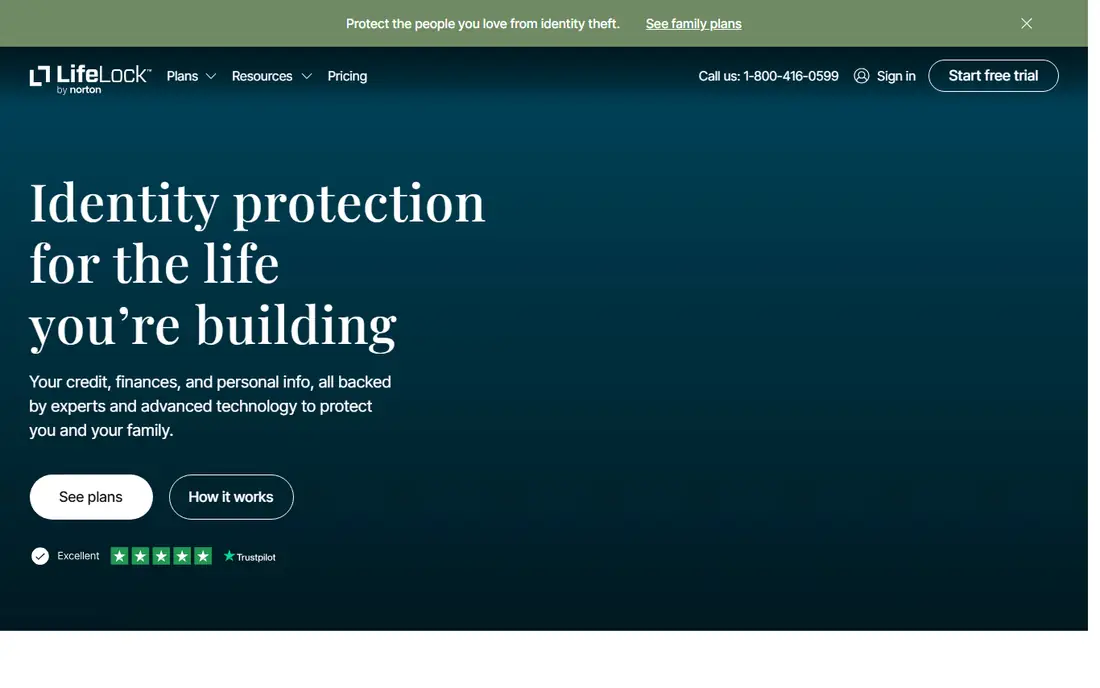 LifeLock homepage