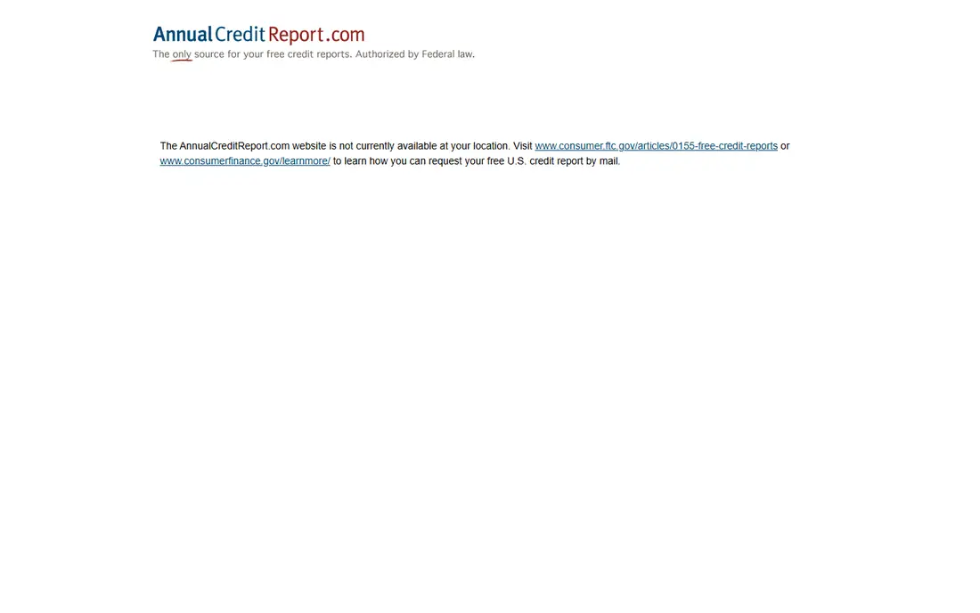 AnnualCreditReport.com homepage