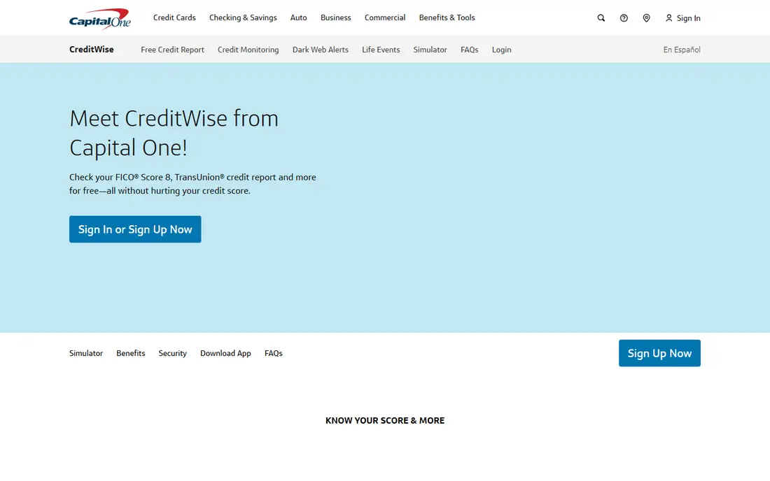 CreditWise homepage