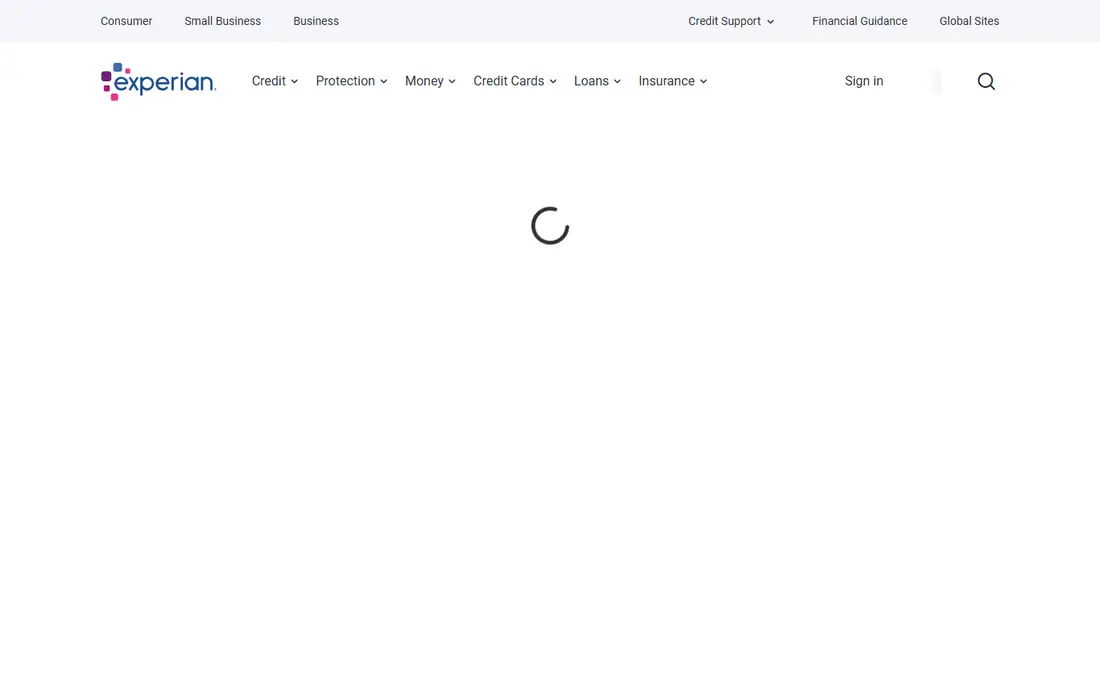Experian homepage
