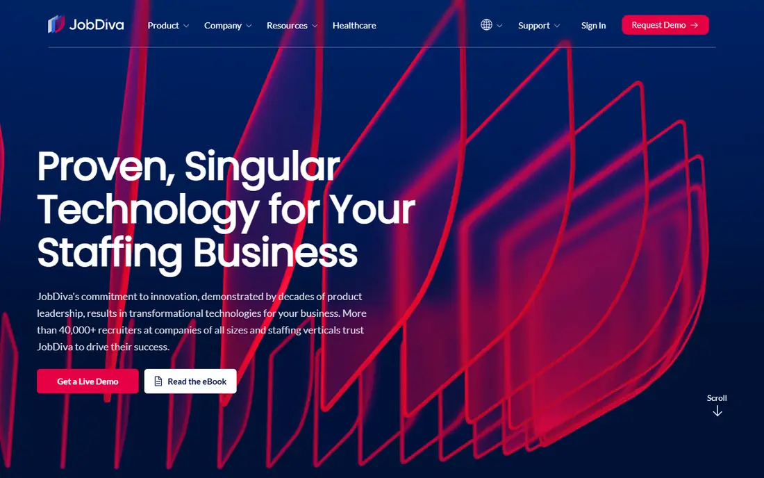 JobDiva homepage