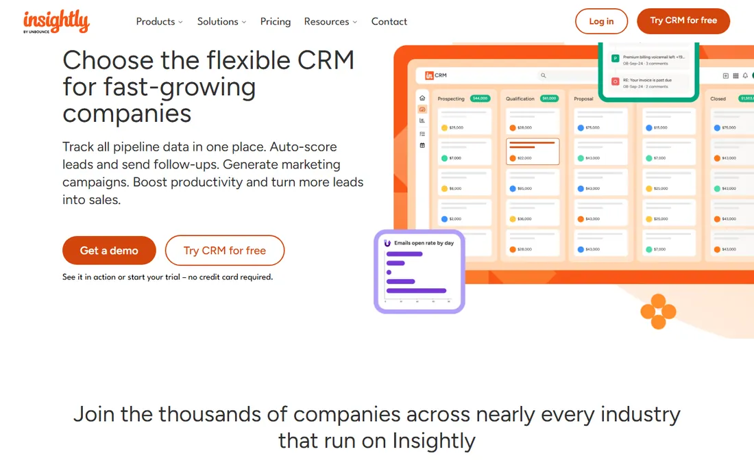 Insightly homepage